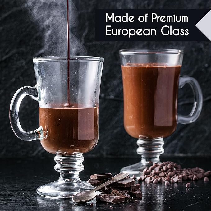 2 Glass Mugs for Hot Beverages, Set of 2