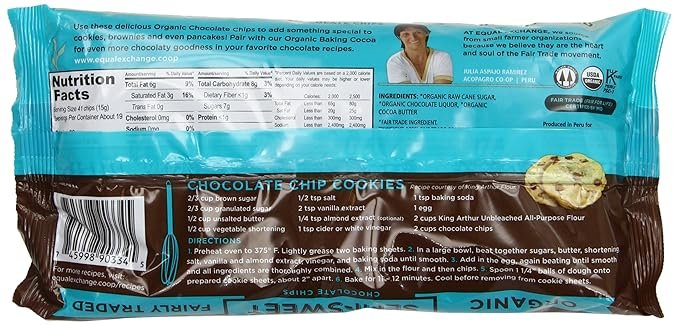 1 Equal Exchange Organic Chocolate Chips | Semi-Sweet | 55% Cacao | 10 Ounce (Pack of 12)