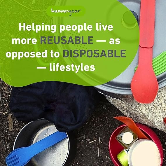3 humangear GoBites Duo | Compact Eating Tool | Gray, Multipurpose Spork