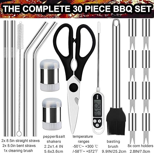 1 Grilljoy 31PC Ultimate BBQ Tool Set - Premium Stainless Steel Kit with Storage Bag for Outdoor Cooking and Family Gatherings