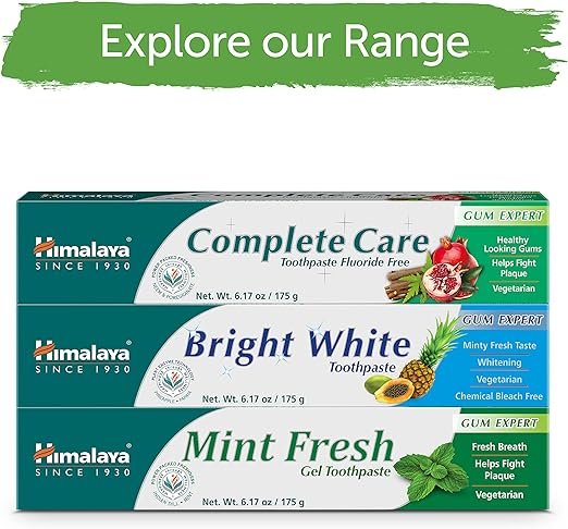 3 Himalaya Mint Fresh Gel Toothpaste, Fluoride Free to Reduce Plaque & Brighten Teeth, 6.17 oz, 2 Pack