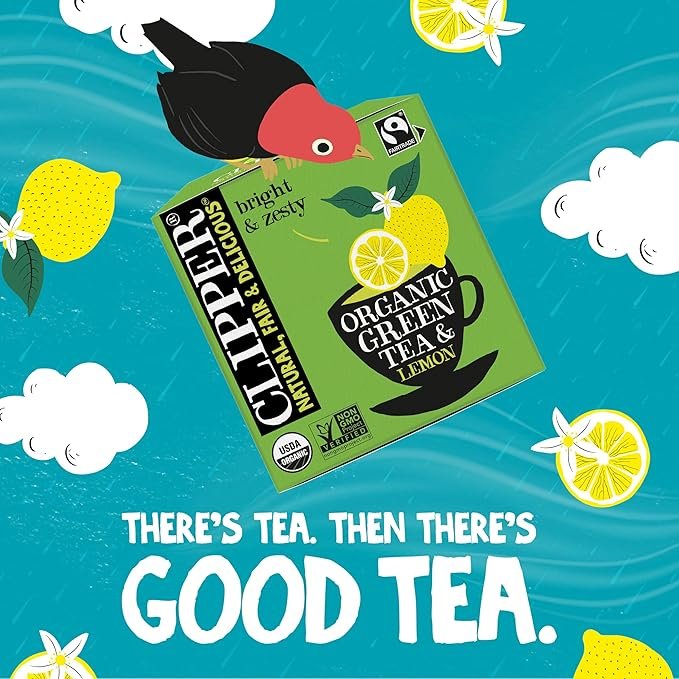 5 Clipper Tea Green Tea & Lemon Teabags – USDA Organic, Great Hot or Iced – Bright, Zippy, Natural, Fair & Delicious – 50 Tea Bags