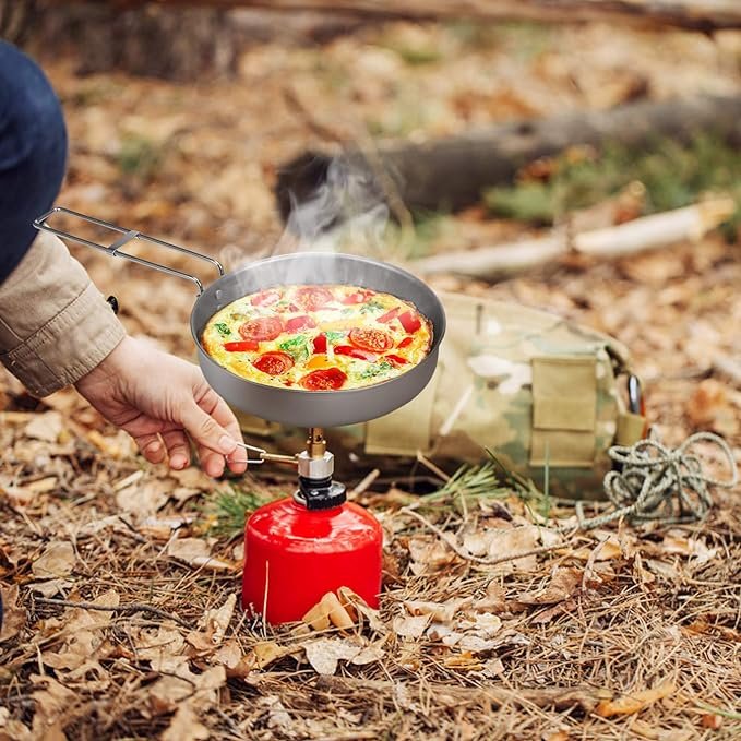 4 Lixada Ultralight Titanium Frypan Outdoor Camping Hiking Picnic Cooking Frying Pan 750/1000ML with/Without Handle