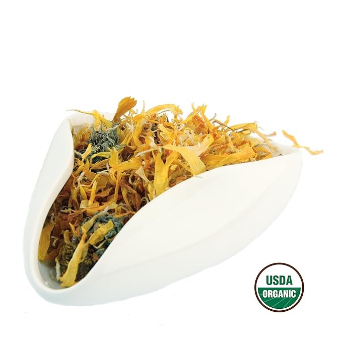 5 Calendula Tea 1LB (16Oz) 100% CERTIFIED Organic Whole Flower Calendula Herbal Tea (Calendula Officinalis), Caffeine Free in 1 lbs. Bulk Resealable Kraft BPA free Bags from U.S. Wellness