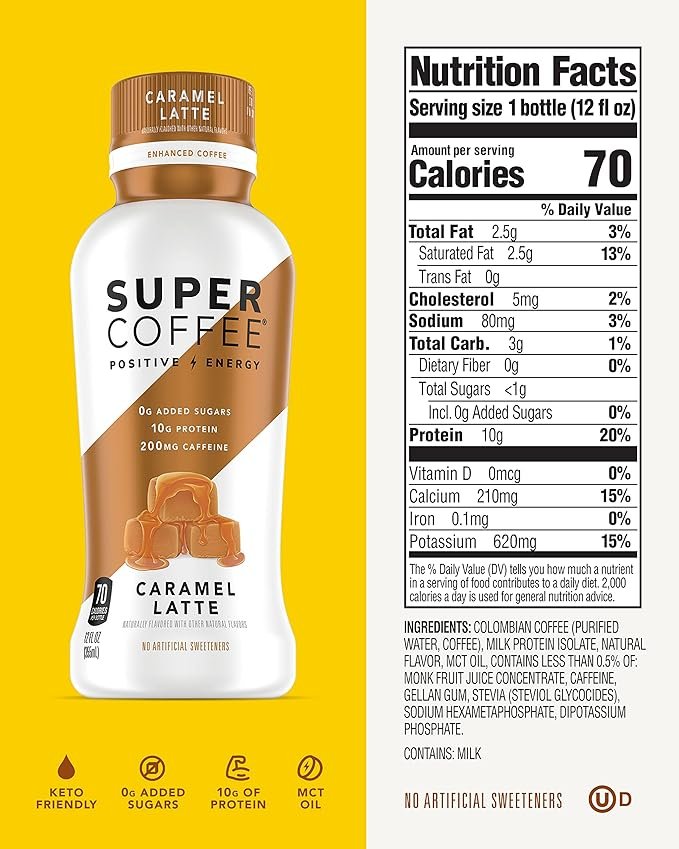 4 KITU Super Coffee, Caramel 12 Fl Oz, 12 Pack