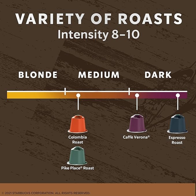 1 Nespresso Starbucks, Bold Assortment (50-count individual capsules, 10 of each flavor, works with Nespresso Original Line System)