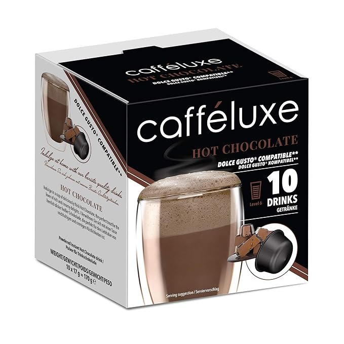5 Caffeplus | 40 Coffee Pods | Dolce Gusto Similar Capsules | Creamy Milk hot chocolate capsules | 40 portions