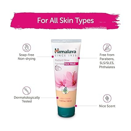3 Himalaya Radiant Glow Fairness Face Wash for Clear, Glowing Skin, and Pore Minimizer for Even Skin Tone 3.38 oz