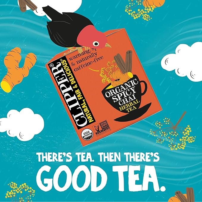 5 Clipper Tea Spicy Chai Herbal Tea – Caffeine Free, USDA Organic, Great Hot or Iced – Warming, Spicy, Natural, Fair & Delicious – 200 Tea Bags
