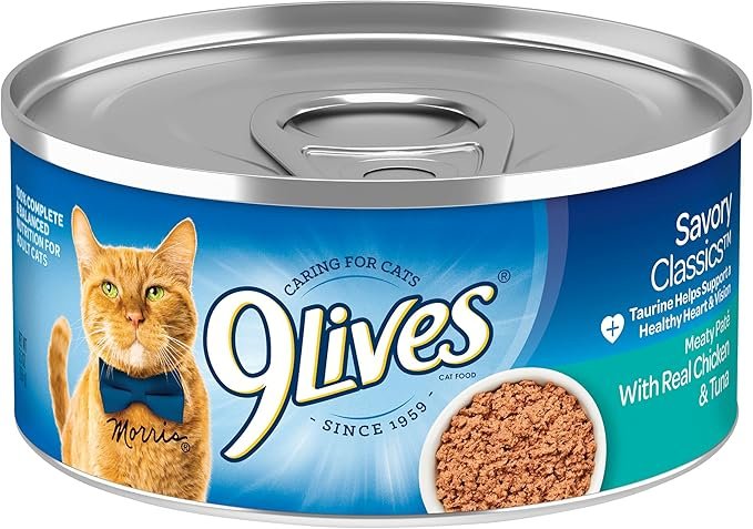 2 9Lives Meaty Paté With Real Chicken & Tuna Wet Cat Food, 5.5 Ounce Can (Pack of 24)
