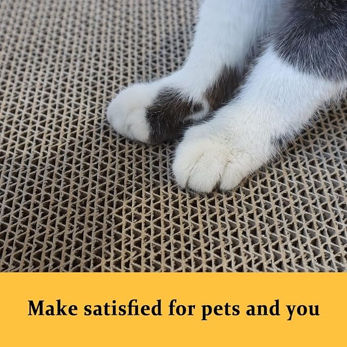 3 5 Packs in 1 Cat Scratch Pad with Box for Indoor Cats, Larger-Sized Durable Recyclable and Reversible Cardboard Cat Scratching Pad for Rest and Play