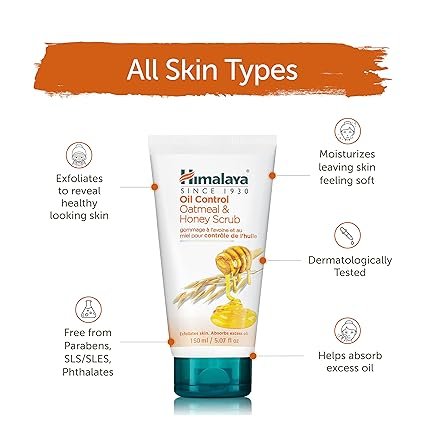 3 Himalaya Oil Control Oatmeal & Honey Scrub to Control Oily Skin & Remove Dead Skin Cells, 5.07 oz