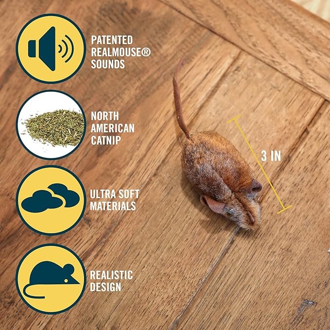 1 OurPets Play-N-Squeak Mouse Hunter Cat Toy (Interactive Cat Toy & Catnip Toy with Real Mouse Electronic Sound) Perfect Toys for Indoor Cats with Catnip