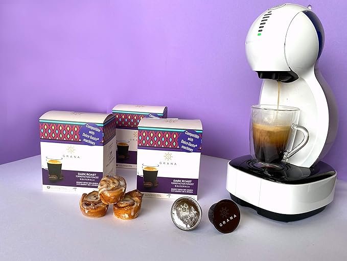 3 GRANA Coffee Pods - 48 Capsules for Nescafe Dolce Gusto Brewer - Dark Roast - 100% Arabica - Three Packs of 16 Pods