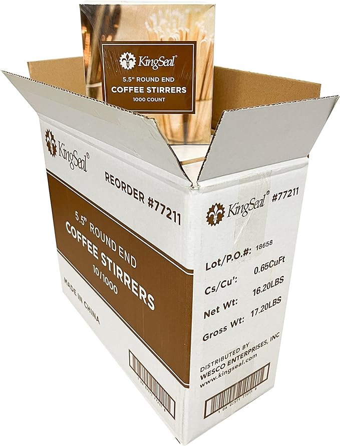 3 KingSeal Birchwood Beverage Stirrers - 1000 Pack