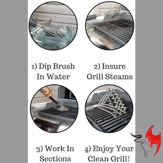 2 Kona Safe/Clean Grill Brush - Bristle Free BBQ Grill Brush - 100% Rust Resistant Stainless Steel Barbecue Cleaner - Safe for Porcelain, Ceramic, Steel, Cast Iron - Great Grilling Accessories Gift