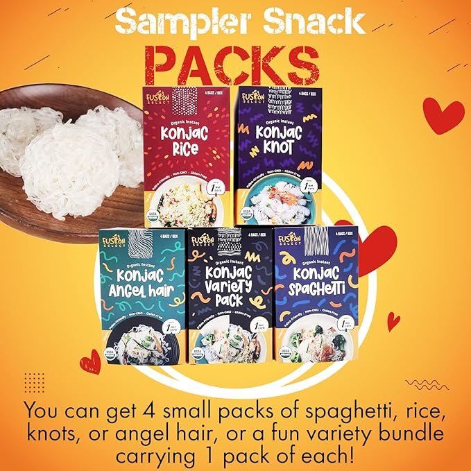 5 Fusion Select 4 Packs Organic Konjac Noodles - Shirataki Spaghetti Plant-Based Substitute - Vegan Pasta for Vegetarian, Keto, Paleo Recipes - Zero Gluten, Low Carb & Low Calorie Shirataki Noodles