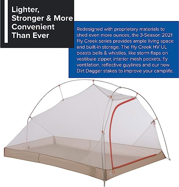 1 Big Agnes Fly Creek HV UL Ultralight Tent with UV-Resistant Solution Dyed Fabric