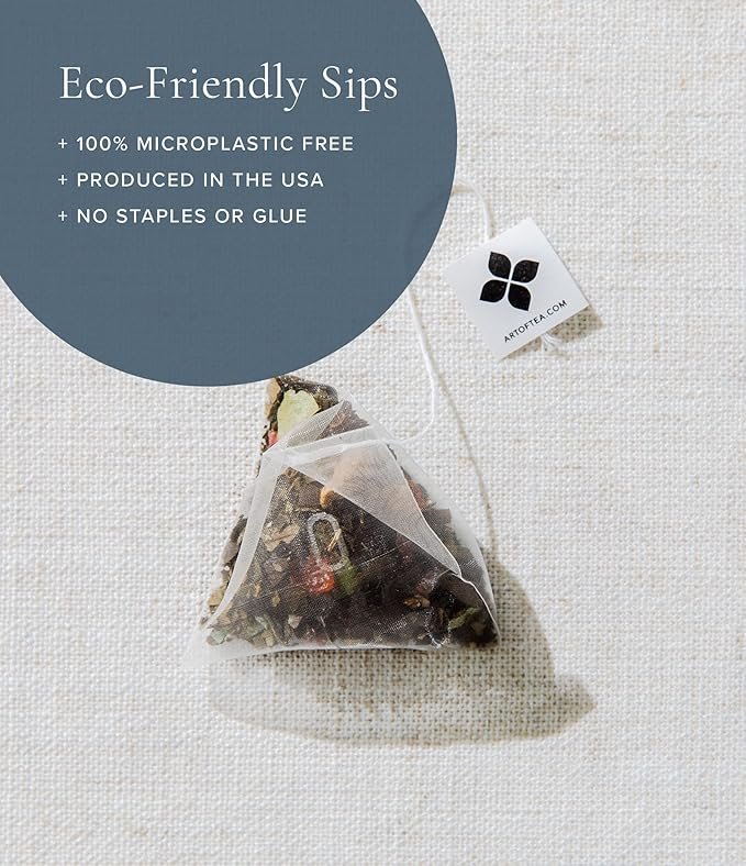 4 Art of Tea | French Lemon Ginger | 12 Count Eco Friendly Premium Quality Pyramid Tea Bags Sampler Box |Naturally Decaffeinated