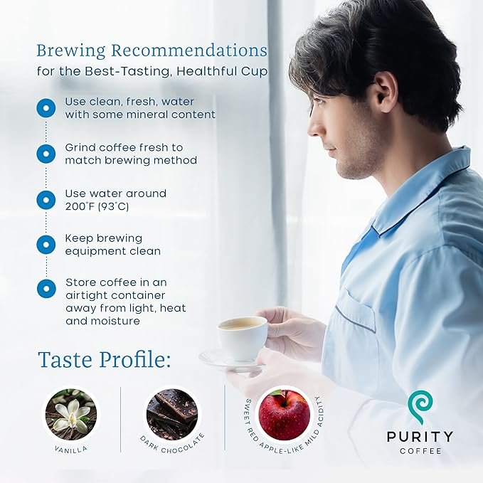 3 Purity Coffee CALM Decaf Medium Roast Whole Beans - USDA Certified Organic Specialty Grade Arabica Swiss Water Processed Decaffeinated - Third Party Tested for Mold, Mycotoxins, Pesticides - 5 lb Bag