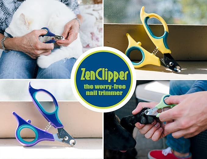 5 Zen Clipper Pet Nail Clipper for Cats – Cat Nail Clipper for Safer Cat Grooming and Nail Care - Clean, Quiet, and Easy-to-Use Stainless Steel Cat Claw Trimmer - (2.5mm Hole)