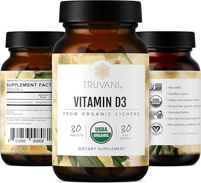 4 Truvani Vitamin D3 from Organic Lichen (30 Tablets)