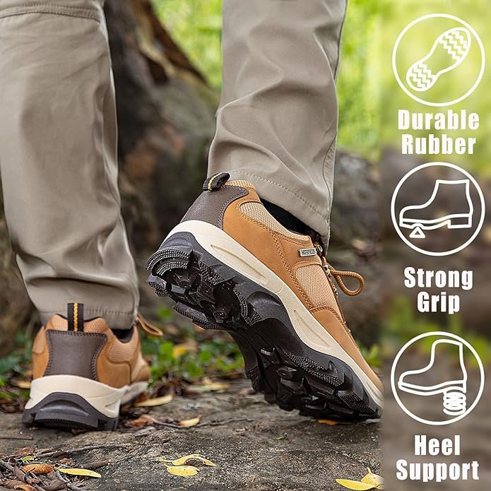 4 CC-Los Men's Waterproof Hiking Shoes - Waterproof Outdoor Footwear Ideal for Work and Hiking - Enhanced Tongue Design for Added Comfort - Available in Sizes 7.5 to 14