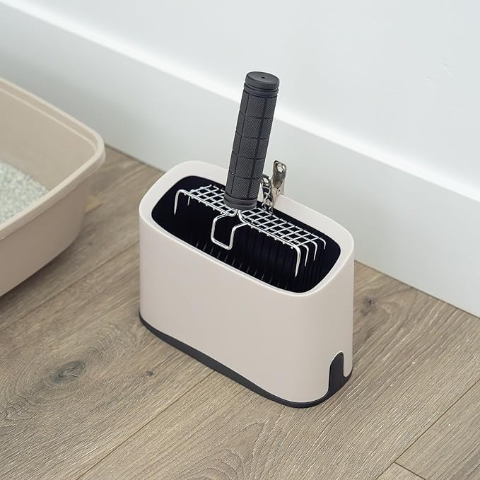 1 Heavy-Duty Metal Cat Litter Scoop with Holder - Non-Stick Speed Sifting Litter Box Scooper Captures All Clumps - Cat Litter Sifter Shovel with Comfy Handle - Includes Litter Bags & Non-Slide Clip