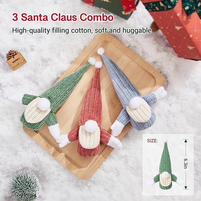 4 Potaroma Cat Toys 3 Pcs Catnip Crinkle Sound Santa Claus, Soft Durable Teething Material, Interactive Cat Kicker for Indoor Kitten Exercise 8.5 Inches for All Breeds