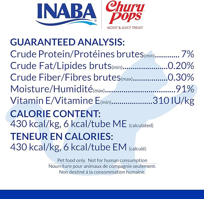 1 INABA Churu Pops, Grain-Free, Soft, Moist and Chewy Jelly Cat Treats with Vitamin E, 0.54 Ounces Each, 24 Tubes (4 per Pack), Tuna Recipe