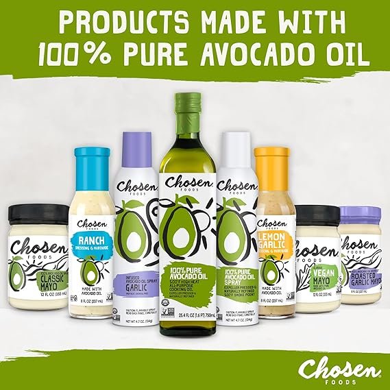 4 Chosen Foods 100% Pure Avocado Oil Spray, Keto and Paleo Diet Friendly, Kosher Cooking Spray for Baking, High-Heat Cooking and Frying (13.5 oz, 2 Pack)