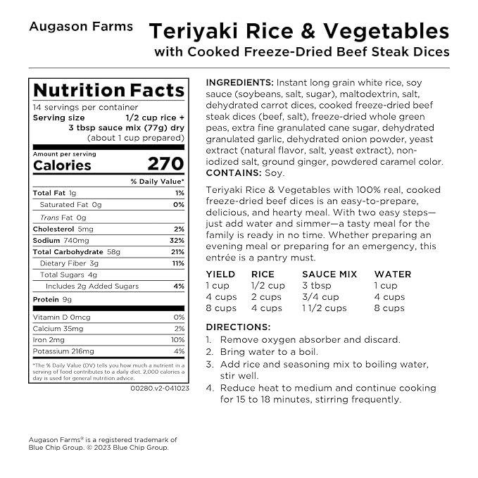 1 Teriyaki Rice and Vegetable Sampler with Freeze-Dried Beef, 38 oz