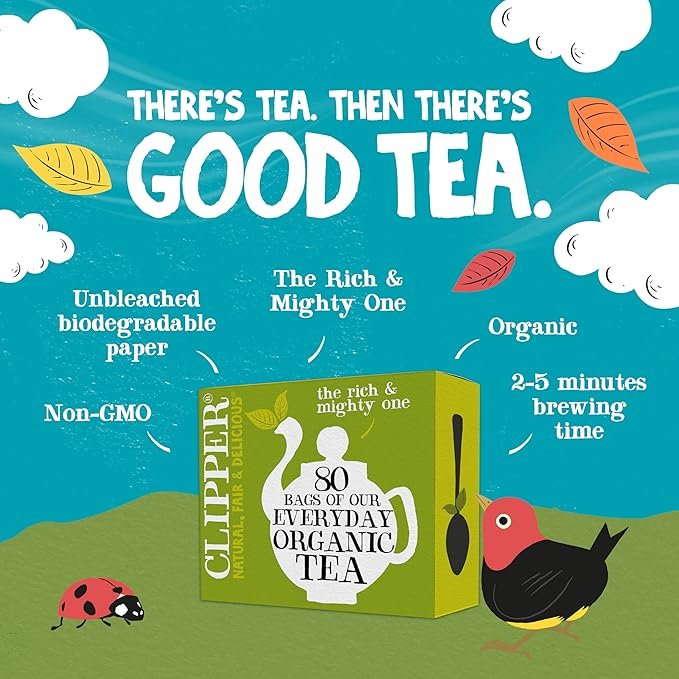 1 Clipper Organic Fairtrade Everyday - USDA Organic, Non-GMO, Fair Trade, Sustainable Caffeinated Tea, 1 Pack, 80 Unbleached Tea Bags