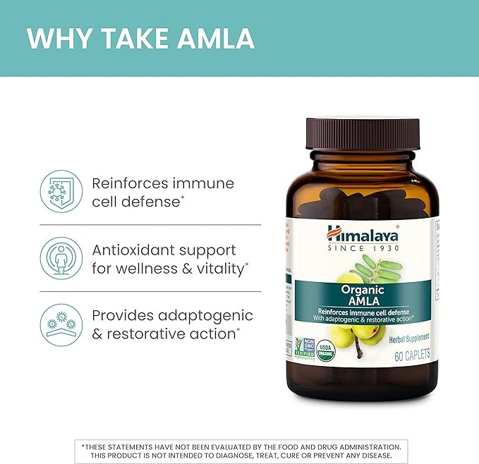 1 Himalaya Organic Amla Natural Antioxidant for Immune Support, 60 Caplets, 1 Month Supply