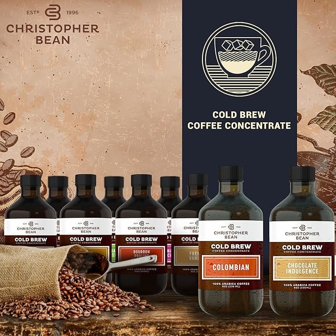 1 Pure Bliss Cold Brew Coffee Concentrate, Artisanal Unsweetened Elixir Infused with Chocolate Delights. Handcrafted Concentrated 100% Arabica, Extracted from Premium Coffee Beans. 8-Ounce Bottle.