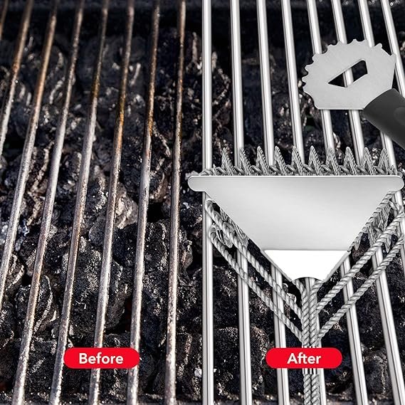 3 GrateGear BBQ Cleaning Tool - 2pcs Stainless Steel Grill Cleaner Set, Grill Scraper with Bottle-Opener, Portable BBQ Accessories for Spotless Grill Grates