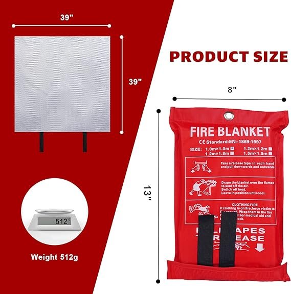 2 plencell Fire Blankets,Emergency Fire Estinguisher,fire Extinguisher for Home,for Suppression Flame Retardent Safety Blanket for Home, Schooll, Fireplace, Grill, Car, Office, Warehouse