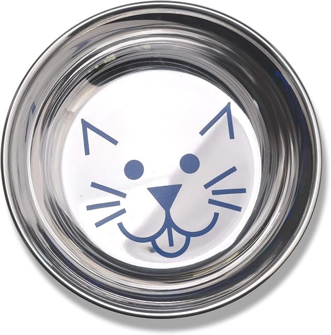 3 Van Ness Pets Whisker-Friendly Stainless Steel Cat Bowl, Wide Saucer Style Dish, 8 OZ, Natural
