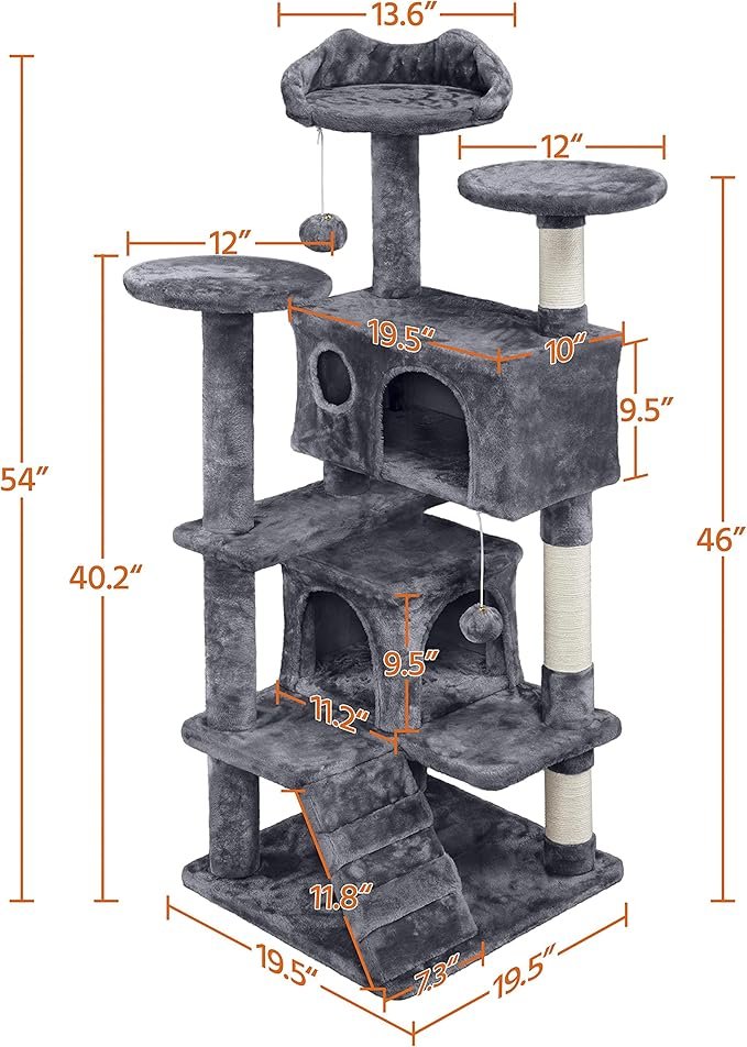 1 Yaheetech 54in Cat Tree Tower Condo Furniture Scratch Post for Kittens Pet House Play
