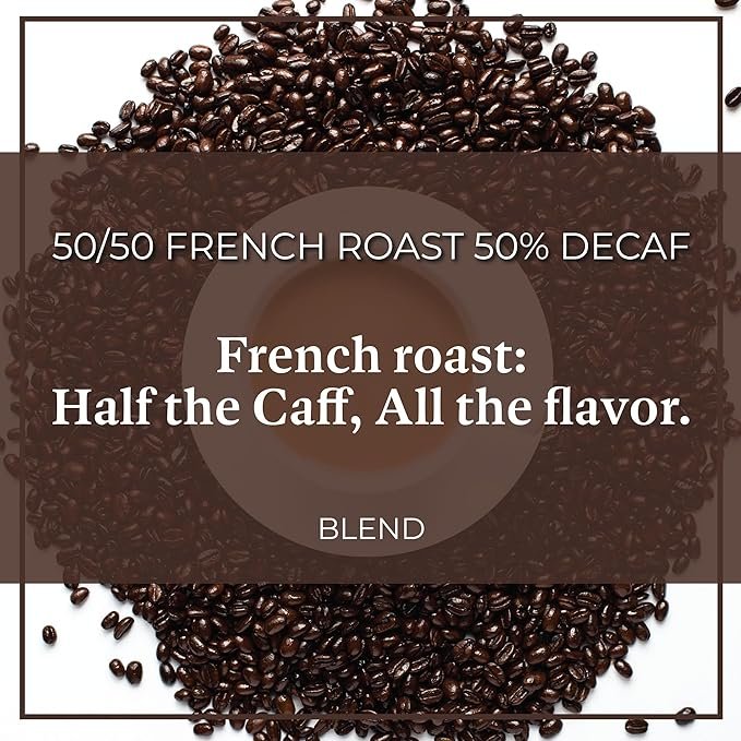 2 The Bean Organic Coffee Company 50/50 French Roast, 50% Decaf, Dark Roast, Whole Bean Coffee, 16-Ounce Bag (Pack of 2), USDA Organic Certified