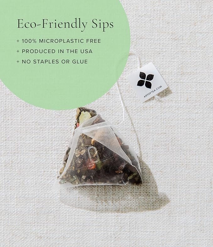 3 Art of Tea | Mint Green Tea | 12 Count Pyramid Tea Bag Sachets