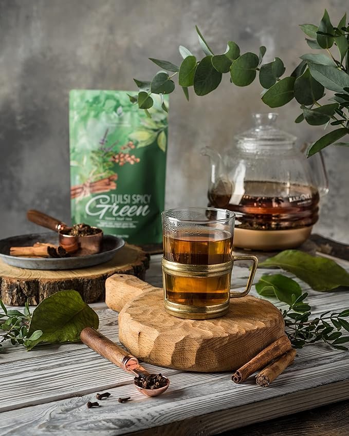 1 Gardenika Organic Green Loose Leaf Tea with Tulsi, Cloves and Cinnamon – Kosher, No Natural or Artificial Flavors – 4 oz