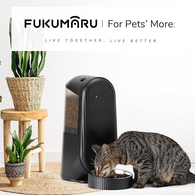 4 Automatic Cat Feeder, WiFi Timed Auto Dog Feeder with App, FUKUMARU Smart Dry Food Dispenser - Never Miss a Feeding with Honey Pets