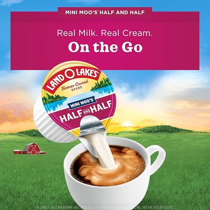 2 24 Count of Shelf-Stable Land O Lakes Mini Moo's Half And Half Creamer Singles