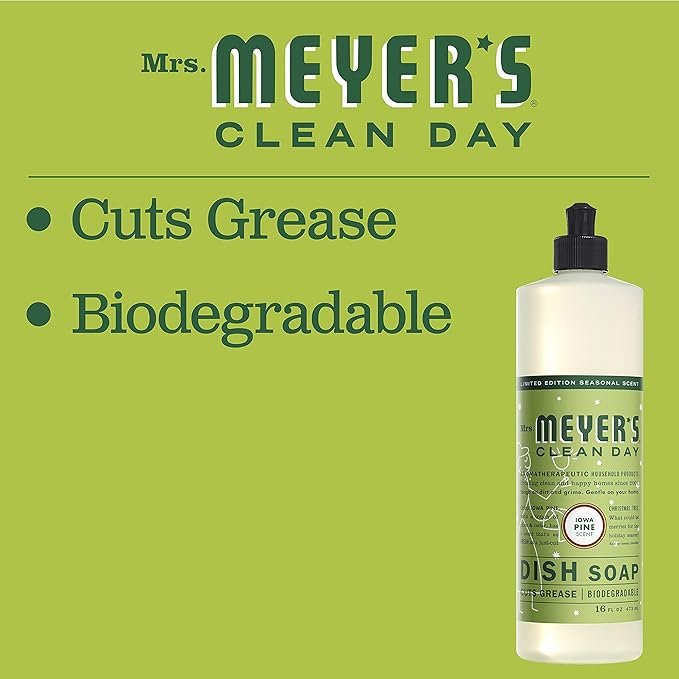 3 MRS. MEYER'S CLEAN DAY Liquid Dish Soap, Biodegradable Formula, Limited Edition Iowa Pine, 16 fl. oz - Pack of 3