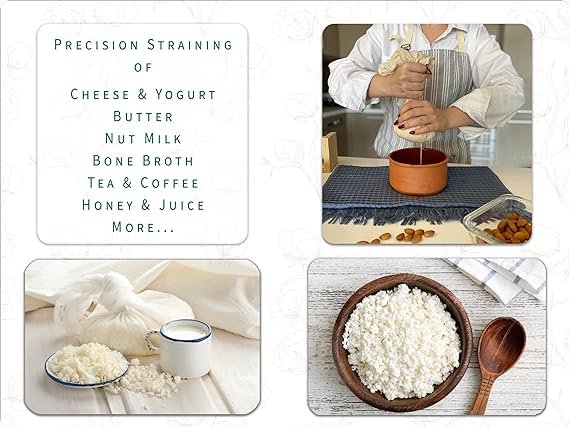 3 Premium 100% Cotton Farm Grade Cheese Cloths - Precise Straining Tool; 9 Sq Ft (1x1 yard); Unbleached Reusable Cheesecloth; Hemmed 2 Edges for Durability; Ultra-Fine Butter Muslin