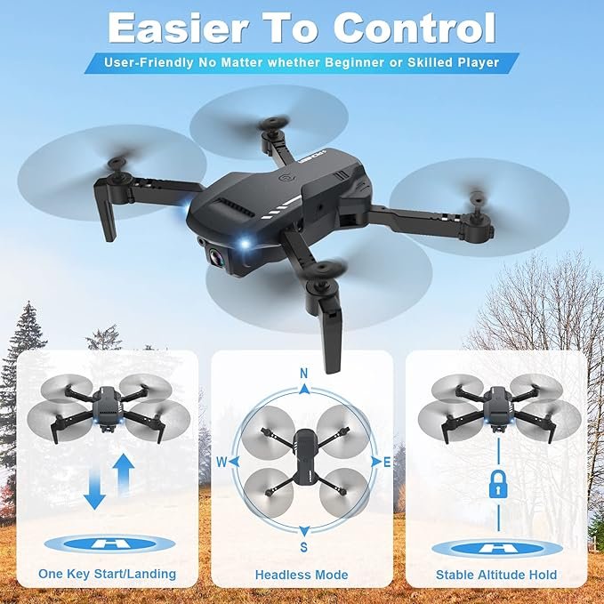 3 RDCAM Mini Aerial Camera - 1080P High-Definition FPV Portable Drone Kit, Dual Battery Pack, 90° Customizable Lens Positioning, Easy Lift Off/Landing, Stable Flight, Fun Stunts, Suitable for All Ages, Black