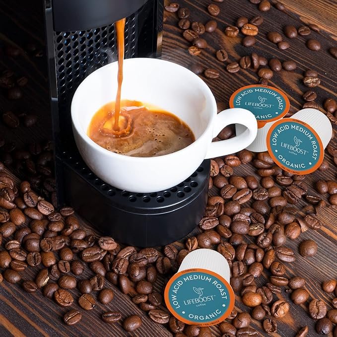 2 Lifeboost Medium Roast Low Acid Coffee K Cups - Single Origin Mold Free Non-GMO Organic Coffee Pods - Compatible with Keurig & Keurig 2 Machines - 10 Count