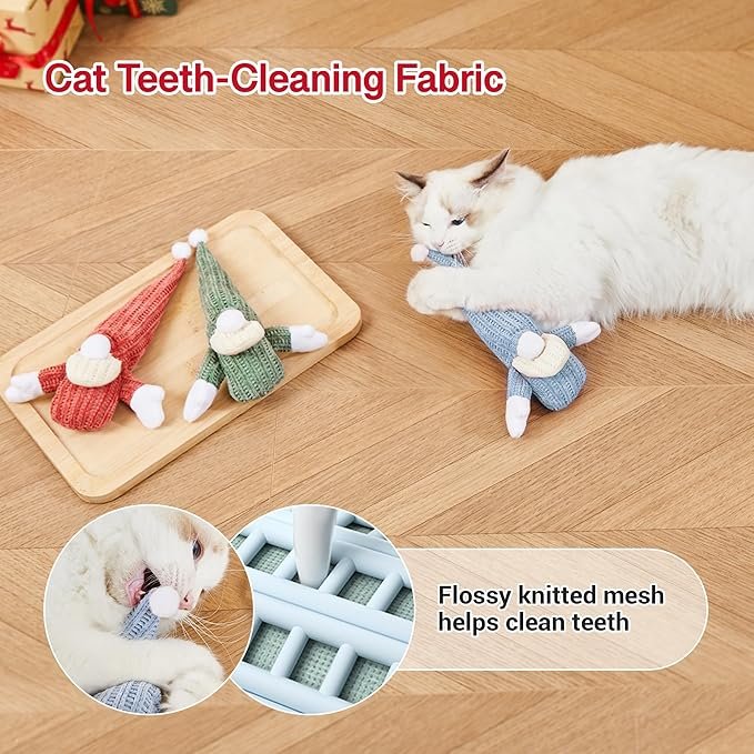 1 Potaroma Cat Toys 3 Pcs Catnip Crinkle Sound Santa Claus, Soft Durable Teething Material, Interactive Cat Kicker for Indoor Kitten Exercise 8.5 Inches for All Breeds