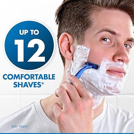 6 Comfort Glide Men's Disposable Razors, 8-Pack, Gentle Lubrastrip for Smooth Shaving Experience